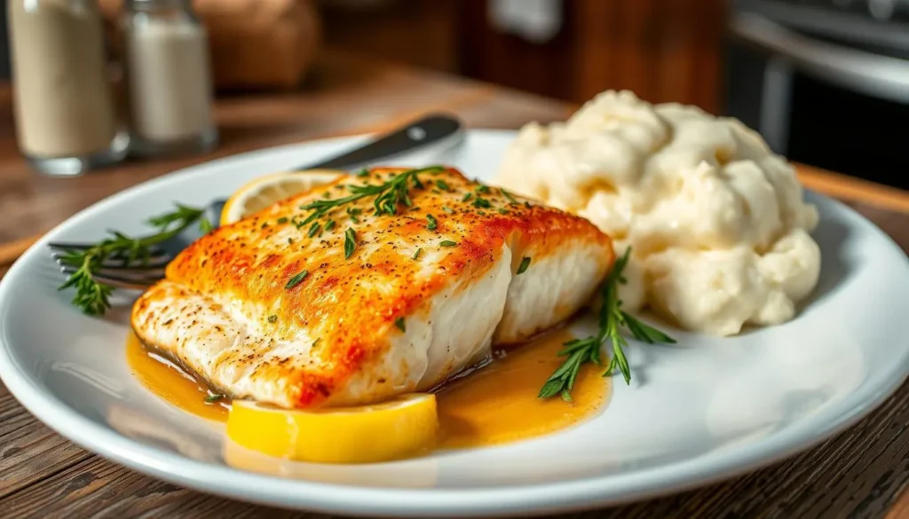 salmon and mashed potatoes​